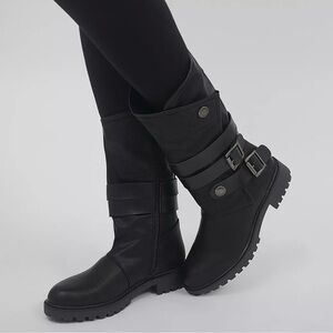 Blowfish Malibu Rider Moto Boots Black | Buckle Strap Vegan Boots | Size 7